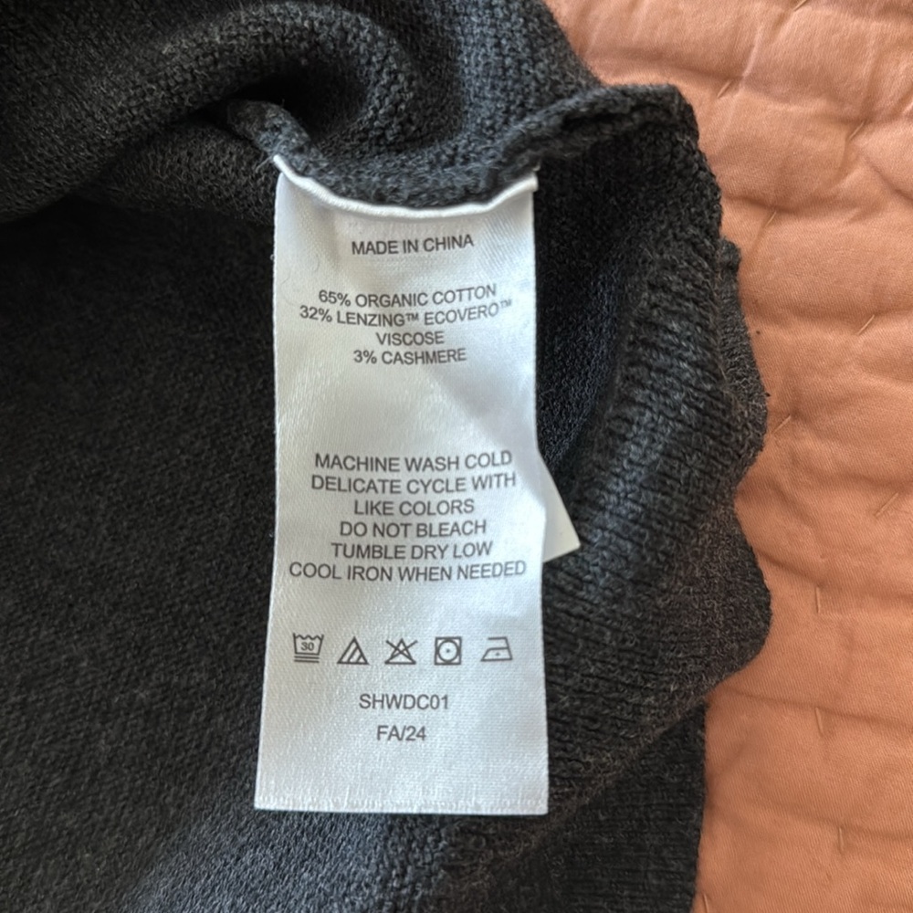 Quince Lightweight Cotton Cashmere Link-Stitch Dolman Sweater in charcoal - Picture 7 of 7